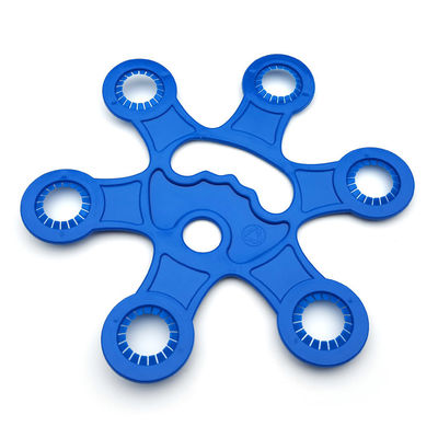 Portatore di bottiglie di plastica per bevande blu per 6 confezioni di bottiglie Portatore complessivo Dimensione 263*234*5 mm