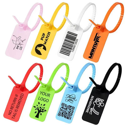 Contenitore sicuro con etichetta nera e cavo di sigillo in plastica personalizzato