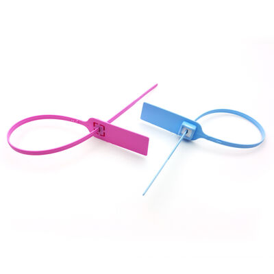 Etichetta con sigillo di sicurezza personalizzato usa e getta con coda piatta e inserto metallico con sigillo in plastica stretto