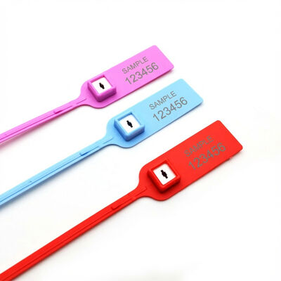 Etichetta con sigillo di sicurezza personalizzato usa e getta con coda piatta e inserto metallico con sigillo in plastica stretto
