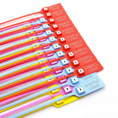 Etichetta con sigillo di sicurezza personalizzato usa e getta con coda piatta e inserto metallico con sigillo in plastica stretto