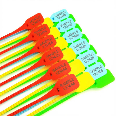 Sigillo a strisce in PP autobloccante con area di marcatura L 33 * W 25 mm e etichetta di plastica personalizzata